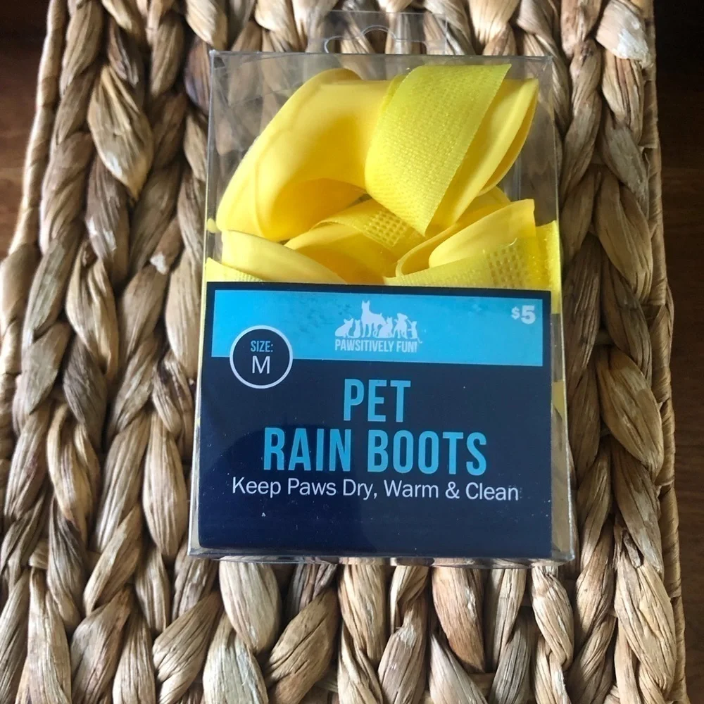 Yellow pet rain boots in size M